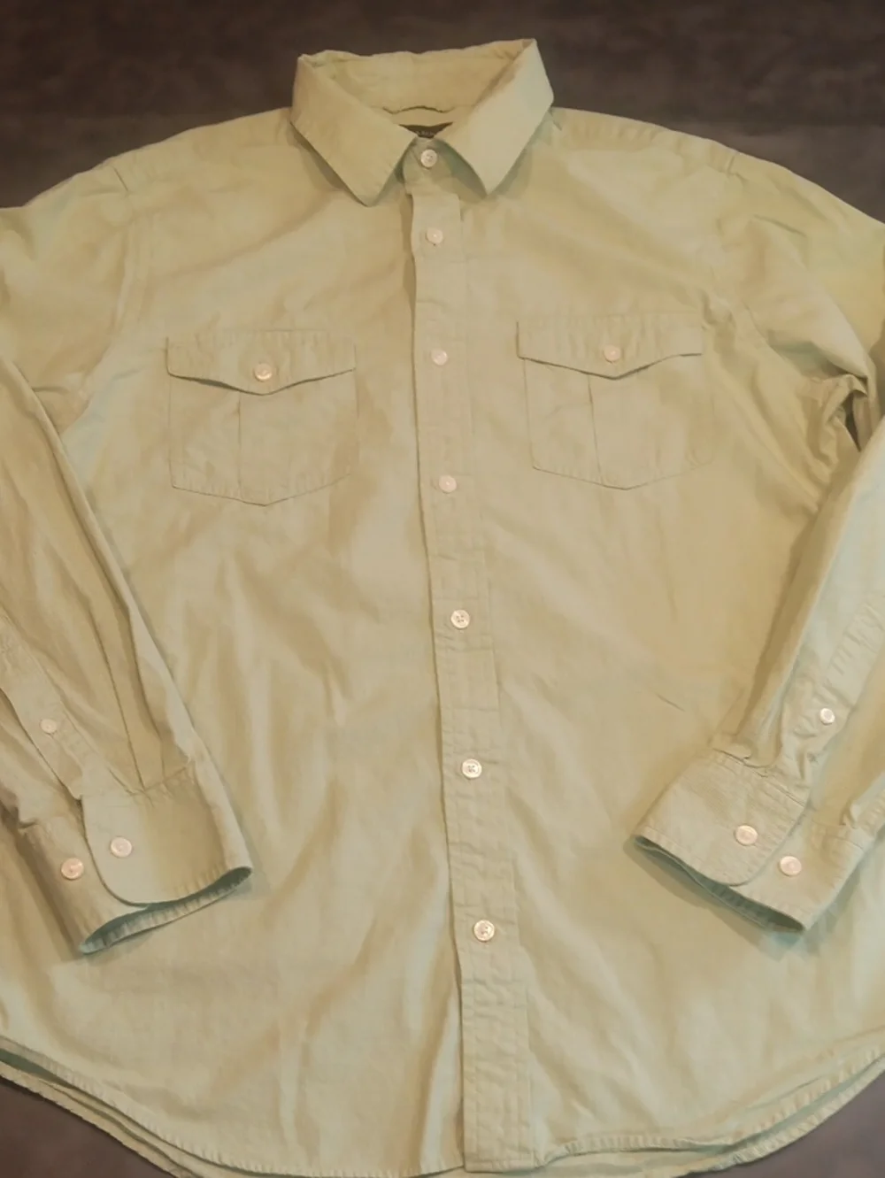 Banana Republic Soft Wash Utility Button Down Shirt Sage Green Large